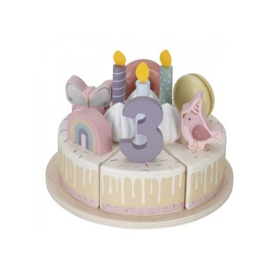 Little Dutch Narozeninový dort dřevěný - Pink, 26 ks - obrázek