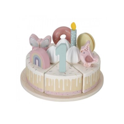 Little Dutch Narozeninový dort dřevěný - Pink, 26 ks - obrázek