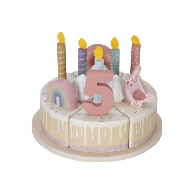Little Dutch Narozeninový dort dřevěný - Pink, 26 ks