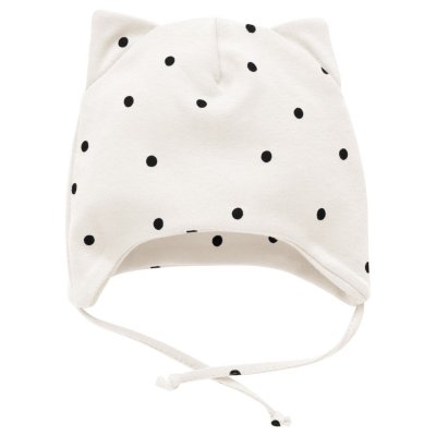 Pinokio Tres Bien Čepička se zavazováním - Ecru Dots, vel. 74