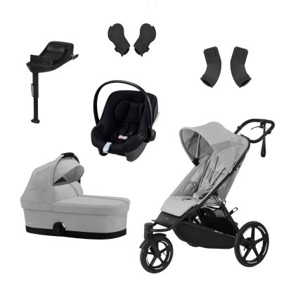 Cybex Zvýhodněný set Kompletní kočárek Avi Spin + autosedačka s bází + adaptéry - Fog Grey