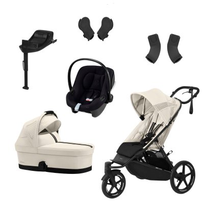 Cybex Zvýhodněný set Kompletní kočárek Avi Spin + autosedačka s bází + adaptéry - Seashell
