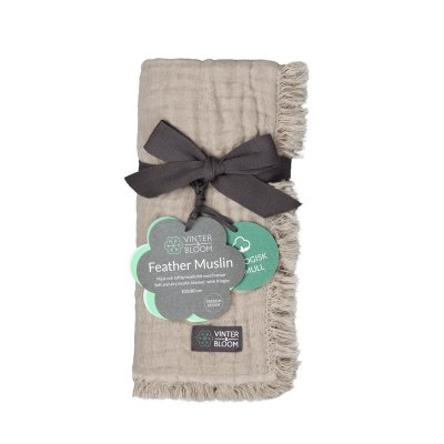 Vinter & Bloom Deka Feather Muslin Organic - Pebble Greige - obrázek