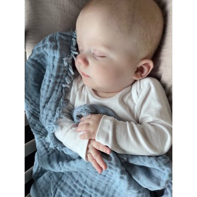 Vinter & Bloom Deka Feather Muslin Organic - Dim Blue - obrázek