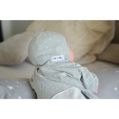 Moniel Dětská rostoucí zavazovací čepice Dots - Šedá, vel. 0 - 2 m - obrázek