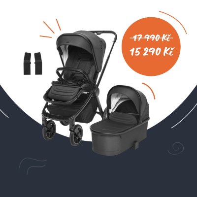 Zopa Set Move Cross 3 + hluboká korba Move XL 3 + adaptéry - All Black