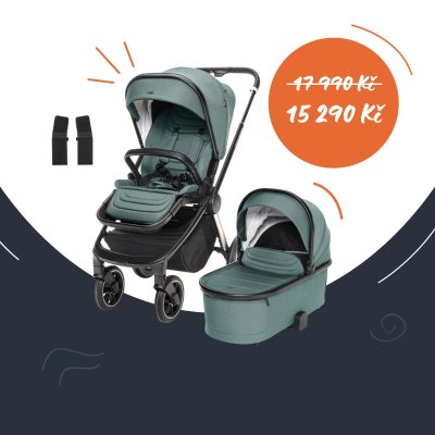 Zopa Set Move Cross 3 + hluboká korba Move XL 3 + adaptéry - Antique Green/Gold