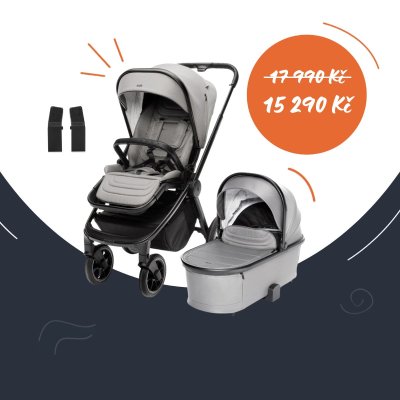 Zopa Set Move Cross 3 + hluboká korba Move XL 3 + adaptéry - Metal Grey