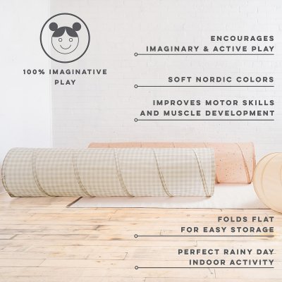 3 Sprouts Dětský Tunel Recycled - Gingham/Beige - obrázek