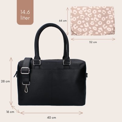 Kidzroom Taška na pleny Care Rome Lovely Leather - Černá - obrázek