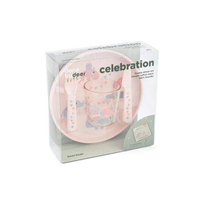 Done by Deer Foodie Jídelní set Celebration - Růžový - obrázek