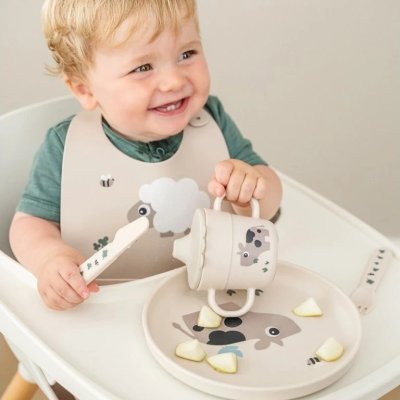 Done by Deer Foodie Dětský příbor Tiny Farm - Pískový - obrázek