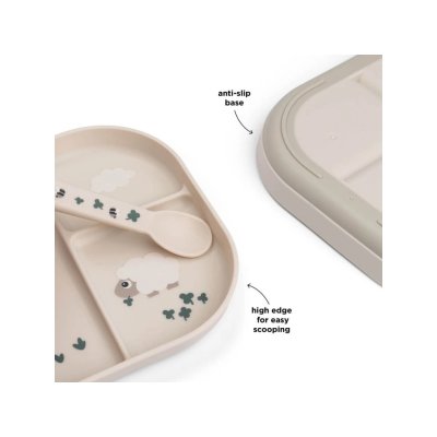 Done by Deer Foodie Dělený talíř Tiny Farm - Pískový - obrázek