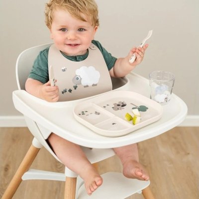 Done by Deer Foodie Dělený talíř Tiny Farm - Pískový - obrázek