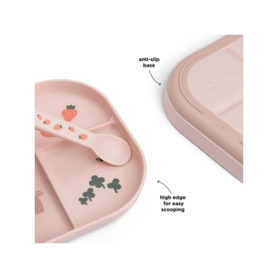 Done by Deer Foodie Dělený talíř Tiny Farm - Růžový - obrázek