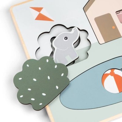 Done by Deer Dřevěné puzzle Deer Friends - Mix barev - obrázek