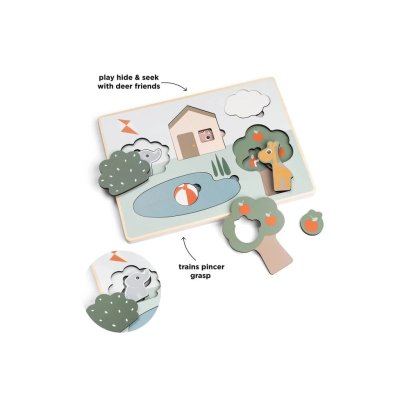 Done by Deer Dřevěné puzzle Deer Friends - Mix barev - obrázek
