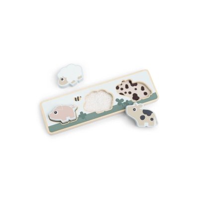 Done by Deer Dřevěné puzzle Tiny Farm - Mix barev - obrázek