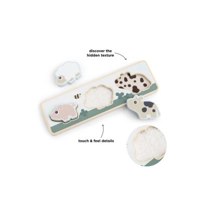 Done by Deer Dřevěné puzzle Tiny Farm - Mix barev - obrázek