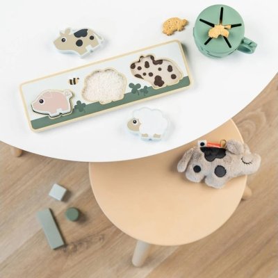 Done by Deer Dřevěné puzzle Tiny Farm - Mix barev - obrázek