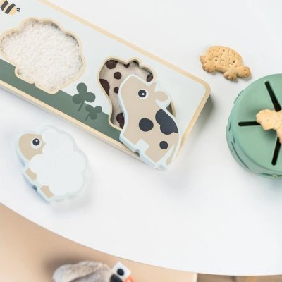 Done by Deer Dřevěné puzzle Tiny Farm - Mix barev - obrázek