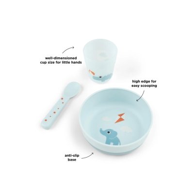 Done by Deer Foodie První jídelní set Playground - Modrý - obrázek