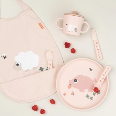 Done by Deer Foodie Talíř Tiny Farm - Růžový - obrázek