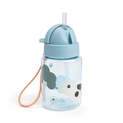 Done by Deer Láhev s brčkem Tiny Farm - Modrá