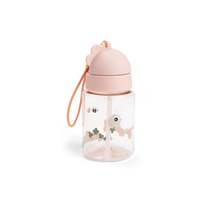 Done by Deer Láhev s brčkem Tiny Farm - Růžová - obrázek