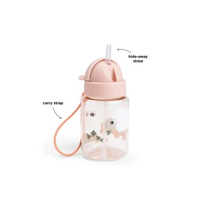 Done by Deer Láhev s brčkem Tiny Farm - Růžová - obrázek