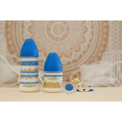 Suavinex HAUTE COUTURE láhev silikonová savička premium 150 ml - Tmavě modrá - obrázek