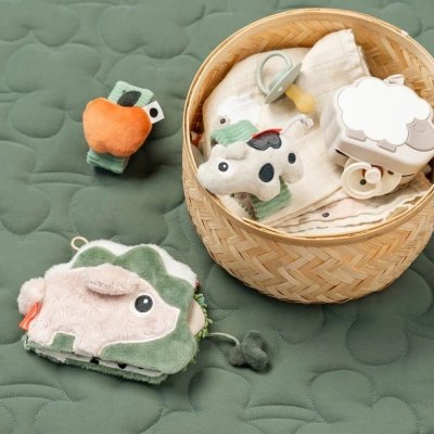 Done by Deer Senzorická dětská knížka Tiny Farm - Mix barev - obrázek