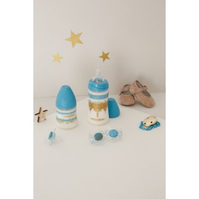 Suavinex HAUTE COUTURE láhev silikonová savička premium 150 ml - Světle modrá - obrázek