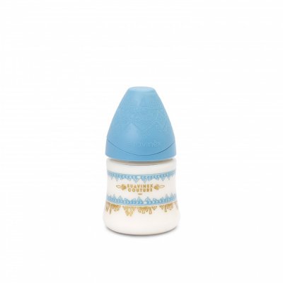 Suavinex HAUTE COUTURE láhev silikonová savička premium 150 ml - Světle modrá