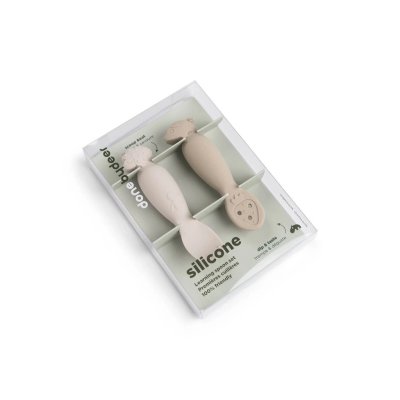 Done by Deer Silikonové lžičky Tiny Farm 2ks - Pískové - obrázek