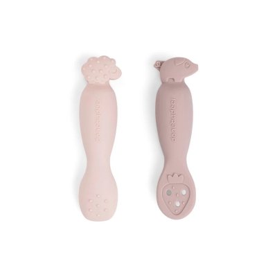 Done by Deer Silikonové lžičky Tiny Farm 2ks - Růžové - obrázek