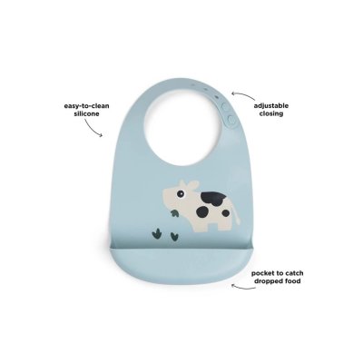 Done by Deer Silikonový bryndáček Dotti - Modrý - obrázek