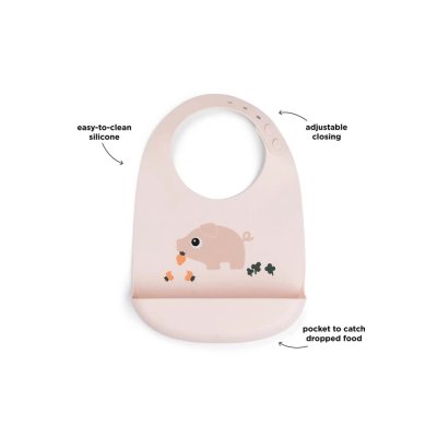 Done by Deer Silikonový bryndáček Pigee - Růžový - obrázek