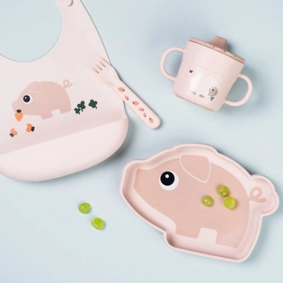 Done by Deer Silikonový bryndáček Pigee - Růžový - obrázek