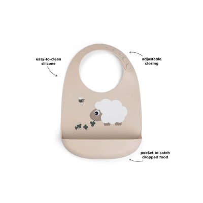 Done by Deer Silikonový bryndáček Sheepy - Pískový - obrázek