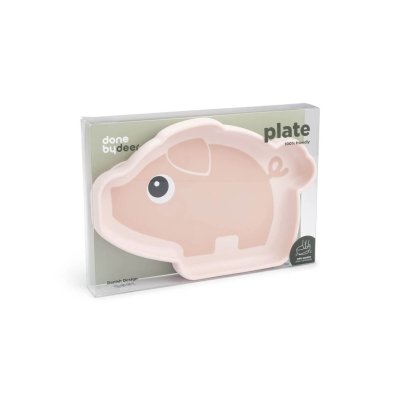 Done by Deer Silikonový talíř Stick and Stay Pigee - Růžový - obrázek