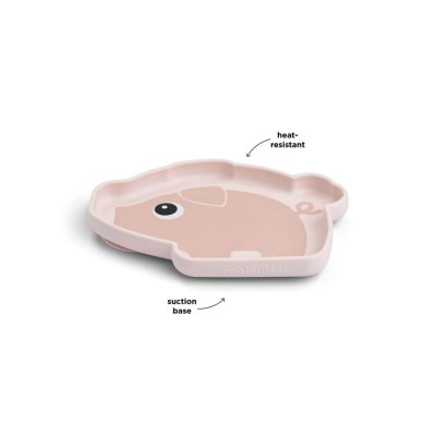 Done by Deer Silikonový talíř Stick and Stay Pigee - Růžový - obrázek