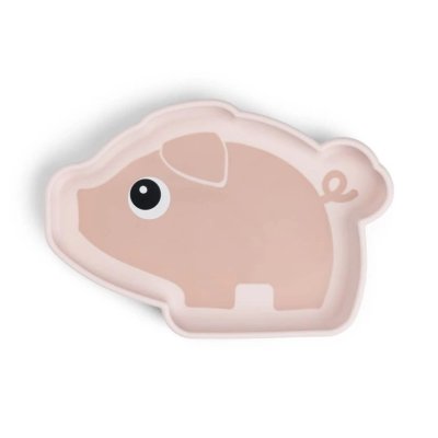 Done by Deer Silikonový talíř Stick and Stay Pigee - Růžový