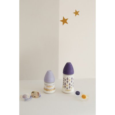 Suavinex HAUTE COUTURE láhev silikonová savička premium 150 ml - Fialová - obrázek