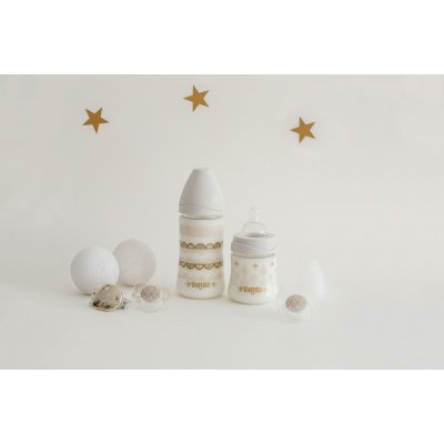 Suavinex HAUTE COUTURE láhev silikonová savička premium 150 ml - Bílá - obrázek