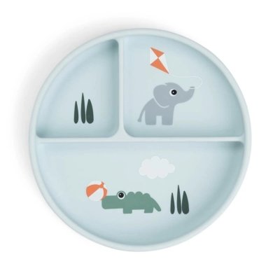 Done by Deer Jídelní talíř Stick and Stay Playground - Modrý
