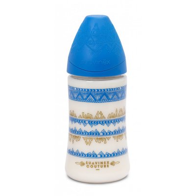 Suavinex HAUTE COUTURE láhev silikonová savička premium 270 ml - Tmavě modrá