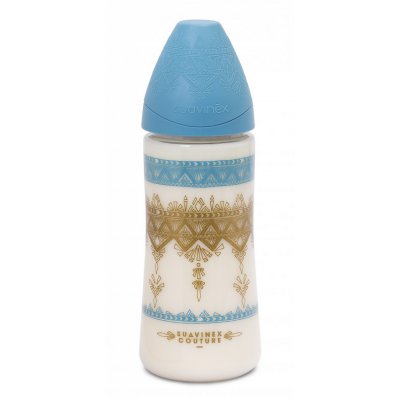 Suavinex HAUTE COUTURE láhev silikonová savička premium 360 ml - Světle modrá