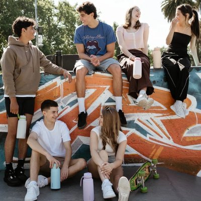 b.box Nerezová termoláhev s brčkem 1000 ml - Melon Mist - obrázek