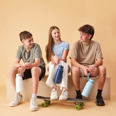 b.box Nerezová termoláhev s brčkem 1000 ml - Lagoon - obrázek